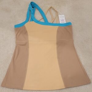 Crowned Athletics Riverbend Tan and Blue Athletic Tank Top